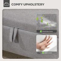 HOMCOM 30L Linen Storage Ottoman Padded Footstool with Rubberwood Legs for Storage Box, Bed End, Shoe Bench, Seating, Light Grey(m-5)