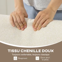 HOMCOM Fauteuil salon en chenille, fauteuil chambre confortable, coussin épais, assise rembourrée, 72 x 73,5 x 81 cm, crème(m-6)