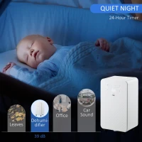 HOMCOM 2000mL Portable Dehumidifier with Air Purifier, 24H Timer, 5 Modes, 12L/Day, for Home Laundry, White(m-7)