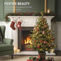 HOMCOM Set of Two Artificial 4ft Christmas Trees, with Lights - Green(m-4)