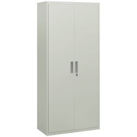 HOMCOM Archivador con Llave Estantes Ajustable Armario Archivador Metálico para Oficina Estudio Salón 80x40x180 cm Blanco
