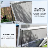 Outsunny 4.7 x 2.5FT Garden Shed, Double Bin Storage Shed with Lockable Doors, Outdoor Small Shed with Openable Lid for 2 Trash Cans, Garden Tools, Grey(m-6)