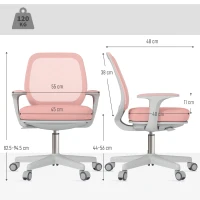 Vinsetto 44-56cm Mesh Back Office Chair - Pink(m-3)