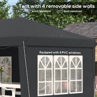 Outsunny 3 x 6m Pop-Up Gazebo, with Removable Walls - Black(m-8)