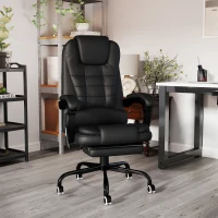 Vinsetto Schreibtischstuhl mit 7 Massagepunkten, höhenverstellbarer Drehstuhl mit integrierter Fußstütze, 67 x 79 x 111-121 cm(m-2)