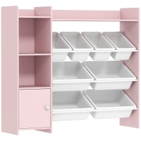 AIYAPLAY Toy Storage Unit with 8 Removable Bins, Storage Shelves, Cabinet, Pink