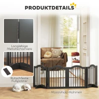 PawHut Absperrgitter Hund Freistehendes Schutzgitter mit Füßen, Klappbar Hundegitter, 4 Paneelen, 208 x 29,5 x 61 cm, Schwarz(m-5)