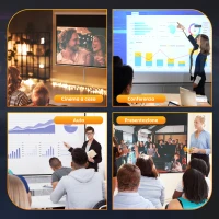 HOMCOM Telo per Proiettore 120" Rapporto 16:9, Fissaggio a Muro e Soffitto per Casa e Ufficio, Bianco(m-6)