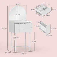 HOMCOM Three Drawer Compact Dressing Table - White(m-3)