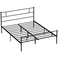 HOMCOM King Metal Bed Frame Solid Bedstead Base with Headboard and Footboard, Metal Slat Support and Underbed Storage Space, Bedroom Furniture, Black(m-1)