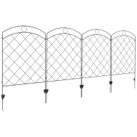 Outsunny Steel Decorative Outdoor Picket Fence Panels Set of 4, Black(m-1)
