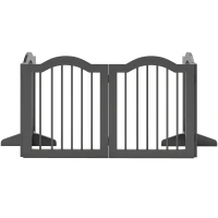 PawHut Absperrgitter Hund Freistehendes Schutzgitter mit Füßen, Klappbar Hundegitter, 4 Paneelen, 208 x 29,5 x 61 cm, Schwarz(m-11)