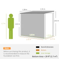 Outsunny 7.6 x 4ft Garden Metal Shed, Outdoor Storage Shed with Window, 2 Vents and Lockable Door for Garden, Patio, Dark Grey(m-3)