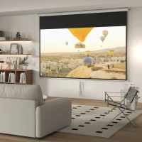 HOMCOM Écran de projection TV et Home Cinema de 120 Pouces vidéo projecteur 16:9 4K HD, fixation mural ou plafond(m-10)