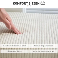 HOMCOM Sitzbank mit Stauraum, Aufbewahrungsbank, Cord-Design, Stahlrahmen, Beige(m-5)