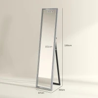 HOMCOM Glitter Frame Full-Length Mirror - Silver(m-3)