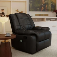 HOMCOM Massagesessel, Relaxsessel, 8 Vibrationspunkte, Liegefunktion, Kunstleder, schwarz, 94x99x99cm(m-8)