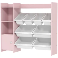 AIYAPLAY Toy Storage Unit with 8 Removable Bins, Storage Shelves, Cabinet, Pink(m-11)