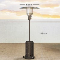 Outsunny chauffage exterieur terrasse, parasol chauffant gaz portable 11 KW niveaux de chauffe réglable 82x82x223cm noir(m-3)