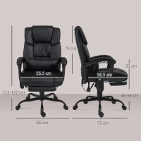 Vinsetto 6-Point Massage Office Chair, PU Leather Desk Chair with Adjustable Height and Footrest for Home Office, Black(m-3)