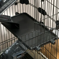 PawHut Cage pour lapin enclos à 5 niveaux avec 3 portes 5 rampes plateau amovible roulettes 81 x 52,5 x 159 cm noir et gris(m-9)