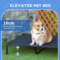 PawHut Raised Dog Bed Cat Elevated Lifted Portable Camping w/ Metal Frame Blue (Large)(m-4)