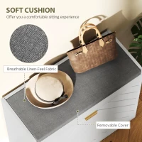 HOMCOM Shoe Storage with Seat, Upholstered Entryway Bench, Shoe Bench with 1 Flip Drawer and 4 Vents for 5 Pairs of Shoes(m-7)