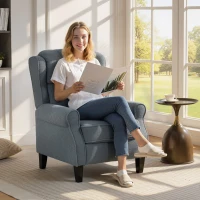 HOMCOM Recliner Armchair with Extended Leg Rest - Grey(m-2)