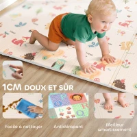 AIYAPLAY Tapis de jeu pour bébé pliable et réversible, tapis de sol en mousse épais, 180 x 150 x 1 cm, multicolore(m-6)