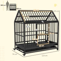 PawHut 48" Heavy Duty Dog Crate on Wheels, with Removable Tray, Openable Top, for L, XL Dogs - Black(m-3)