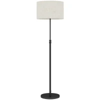 HOMCOM Floor Lamp with Remote, Height Adjustable Standing Lamp with Linen Shade, Dimmable with 3000K-6000K Adjustable Colour Temperatures, Foot Switch for Living Room Bedroom Office, Black(m-1)