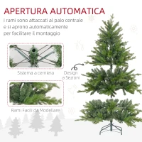 HOMCOM Albero di Natale 150 cm in Plastica Verde con Base in Metallo e 1309 Rami Ignifughi(m-6)