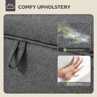 HOMCOM 16L Linen Storage Ottoman Padded Footstool with Rubberwood Legs for Storage Box, Bed End, Shoe Bench, Seating, Charcoal Grey(m-5)