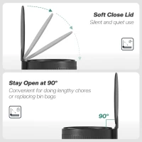 HOMCOM 30 Litre Pedal Kitchen Bin with Soft Close and Stay Open Lid, Rubbish Bin with Removable Inner Bucket for Kitchen, Office, Home, Black(m-5)