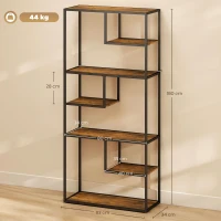 HOMCOM Mobile Libreria a 7 Livelli in Legno e Acciaio Stile Industriale, 83x34x180 cm, Marrone(m-3)