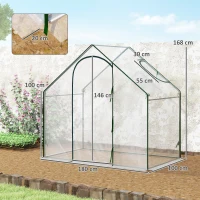 Outsunny Walk In Tomato Greenhouse Garden Outdoor Mini Greenhouse Flower Planter Steel Frame with Zipped Door & Window, PVC Cover, 180 x 100 x 168CM, Clear(m-3)