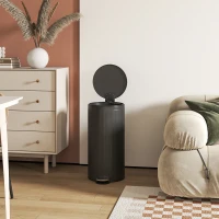 HOMCOM 30 Litre Pedal Kitchen Bin with Soft Close and Stay Open Lid, Rubbish Bin with Removable Inner Bucket for Kitchen, Office, Home, Black(m-9)