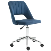 Vinsetto Armless Velvet-Feel Office Chair - Dark Blue(m-10)