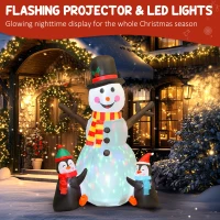 Outsunny 6FT Christmas Inflatables Snowman & Penguins with Built-in LED Lights and Flashing Projector Light, Blow Up Christmas Inflatable Decoration for Indoor Outdoor Decor, Garden(m-4)
