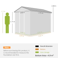 Outsunny 9x 6FT Metal Outdoor Garden Shed, Galvanised Tool Storage Shed w/ Sloped Roof, Lockable Door for Patio Lawn, Dark Grey(m-3)