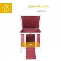 PawHut Colivă Lemn Exterior pentru Rozătoare, Acoperiș și Rampa Reglabilă, 42x51x43cm, Roșu(m-4)