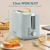 HOMCOM Modern Kettle and Toaster Set - Grey(m-6)