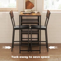 HOMCOM Three-Piece Compact Bar Table Set - Brown/Black(m-6)