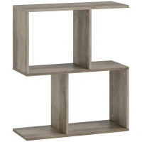 HOMCOM Side Table, Narrow End Table with Storage Shelves, S-Shaped, 3-Tier, 50W x 19.5D x 58H cm, Grey(m-1)