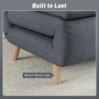 HOMCOM 3-in-1 slaapfauteuil met bedfunctie, ligfauteuil, verstelbare rugleuning, beukenhouten poten, kussen, grijs(m-7)