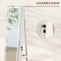 HOMCOM Storage Jewellery Cabinet, with Mirror and Lights - White(m-7)