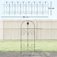 Outsunny Decorative Garden Fencing, 8PCs 44in x 12.5ft Outdoor Picket Fence Panels, Rustproof Metal Wire Landscape Flower Bed Border Edging, Black(m-3)