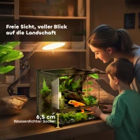 PawHut Glazen terrarium voor reptielen, verhoogde & waterdichte bodem, knopsluiting(m-7)