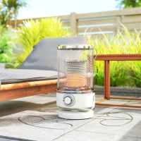 Outsunny 2000W Patio Electric Heater with 10-20㎡ Coverage, Separation Coil, Freestanding Outdoor Infrared Heater with Tip-Over Protection, Overheat Protection, Handle for Indoor and Outdoor Use, White(m-9)