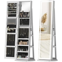 HOMCOM Storage Jewellery Cabinet, with Mirror and Lights - White(m-10)